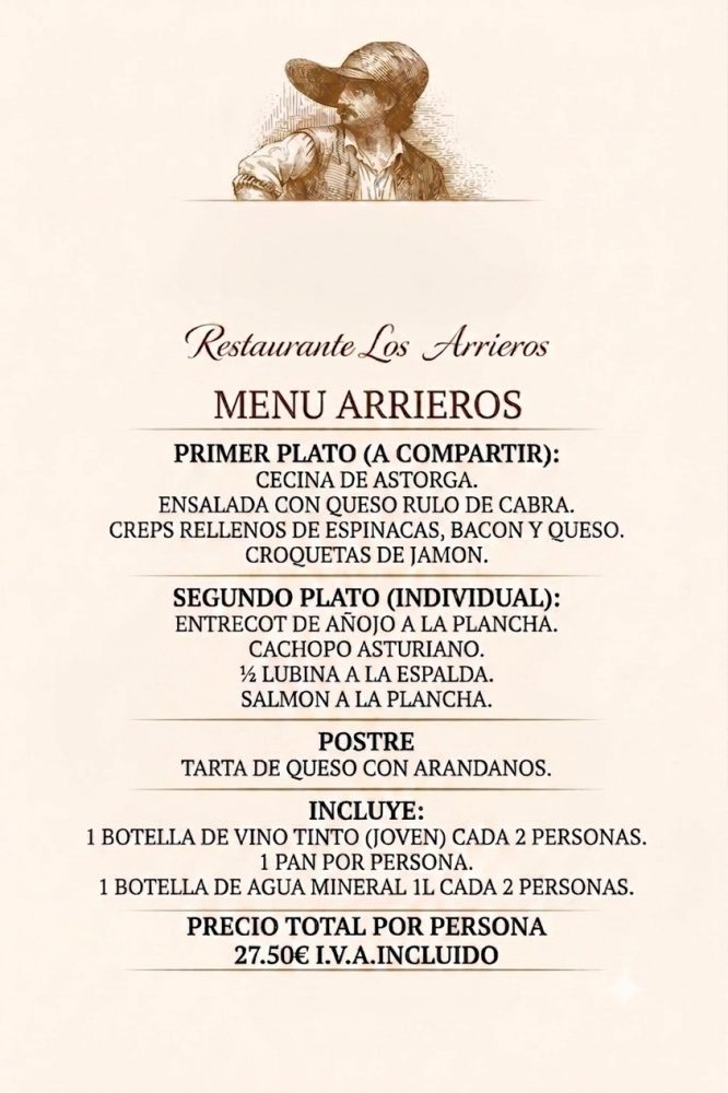 Menú Arrieros Grupo