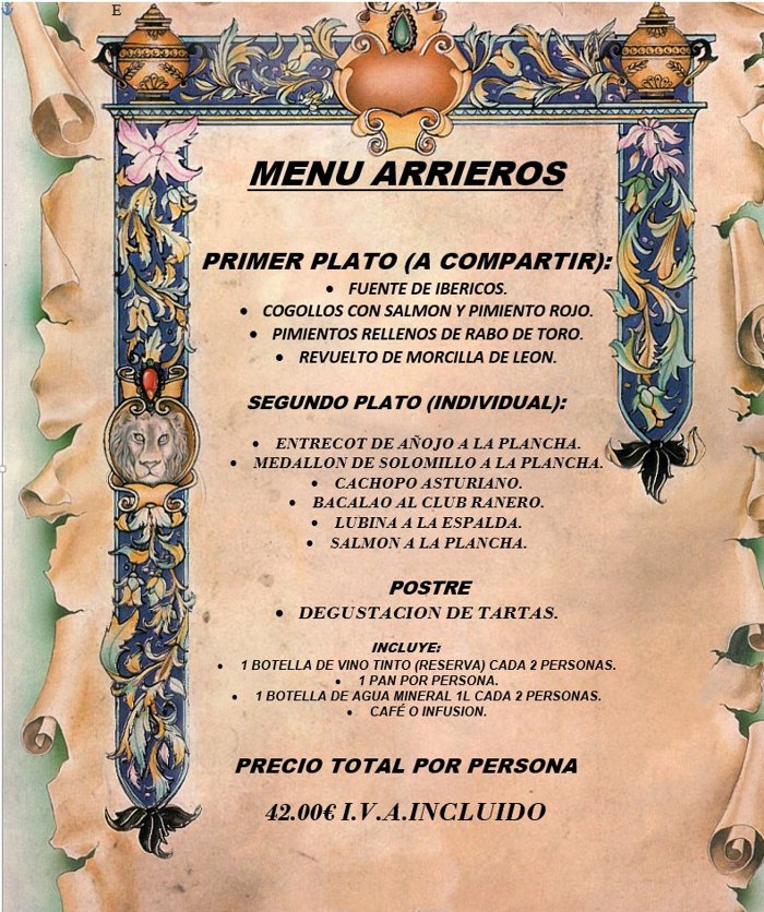 Menú Arrieros 42,00€