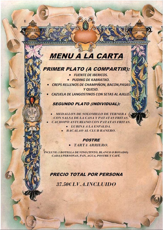 Menú a la Carta 37,50€